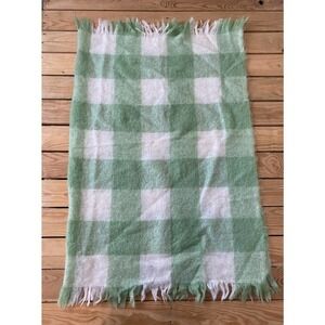 WINDERMERE Check Mohair Fringe Throw Blanket 37x50